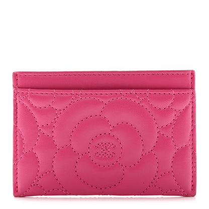 Chanel Lambskin Camellia Embossed Card Holder Fuchsia 1 of 13