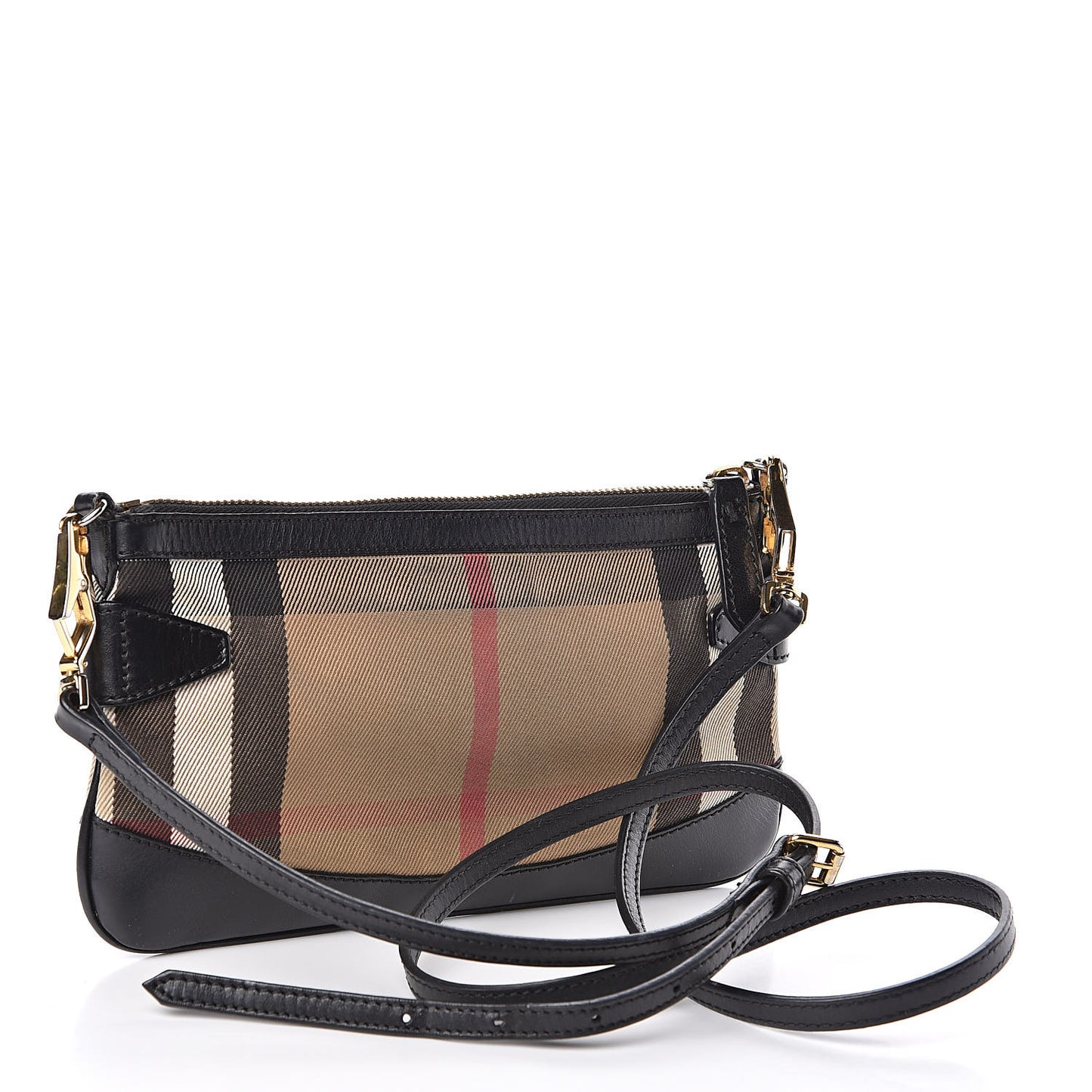 House Check Bridle Calfskin Peyton Crossbody Black