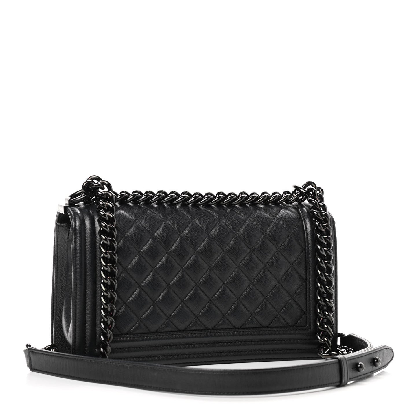 Caviar Quilted Medium Boy Flap So Black