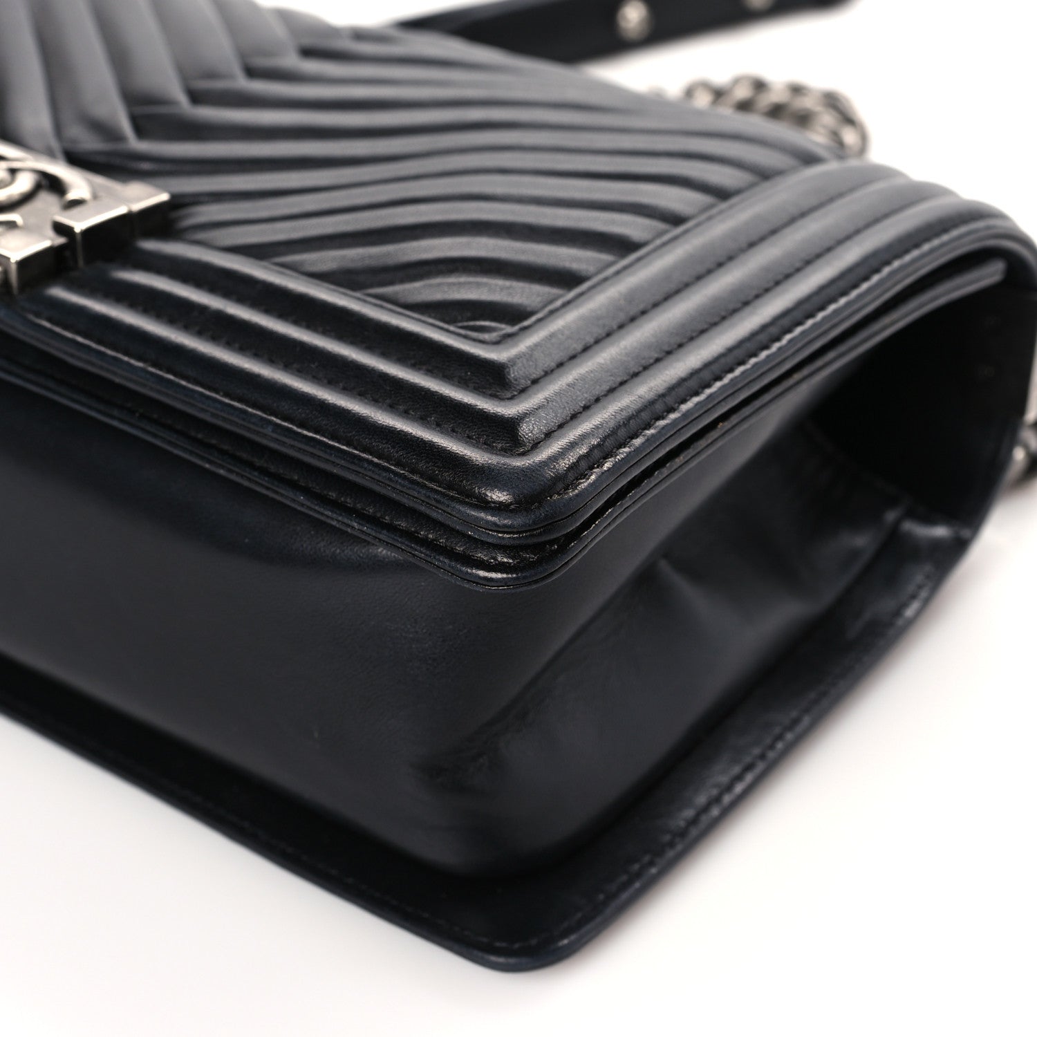 Chanel Lambskin Pleated Medium Boy Flap Navy 9 of 9
