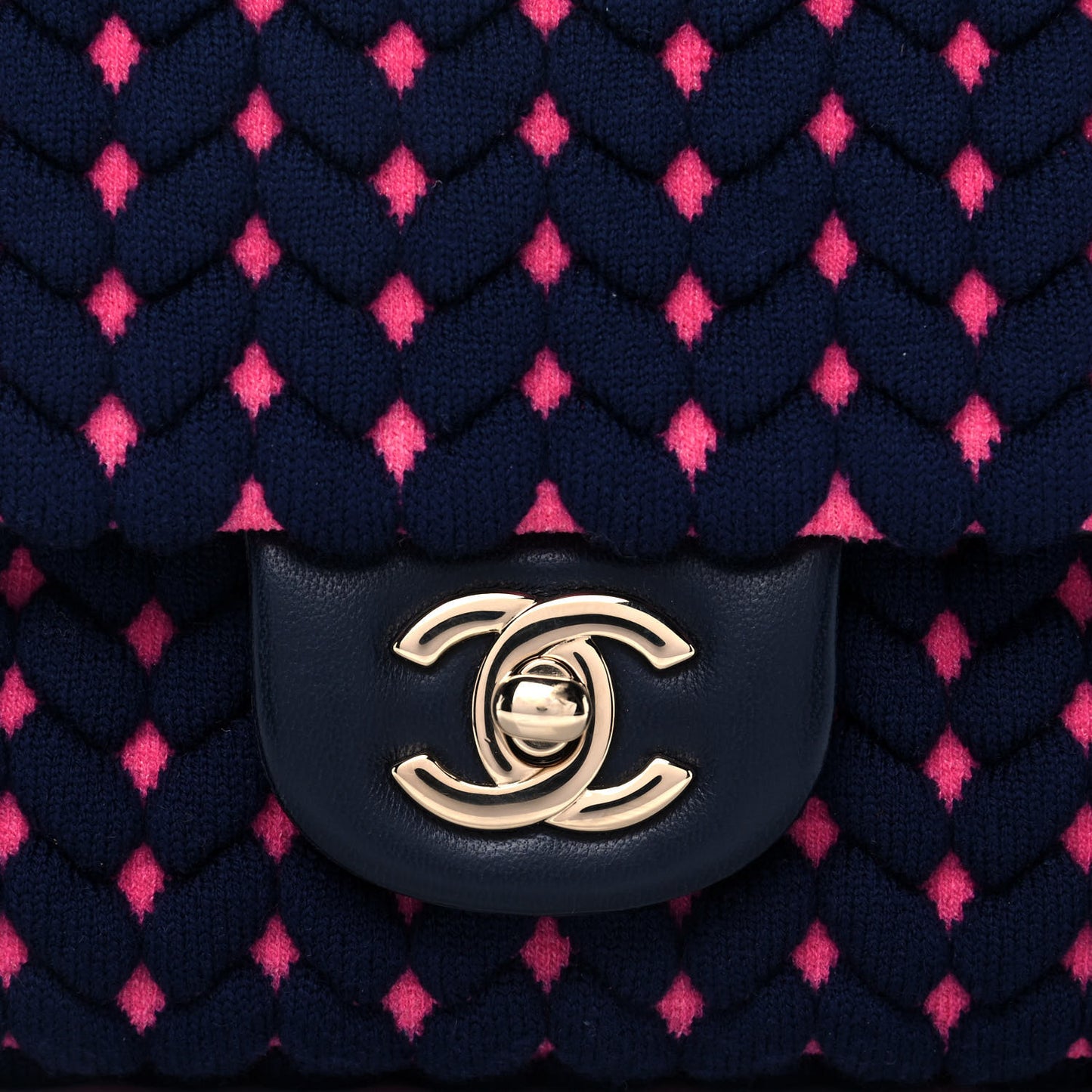 Woven Jersey Medium Single Flap Pink Navy