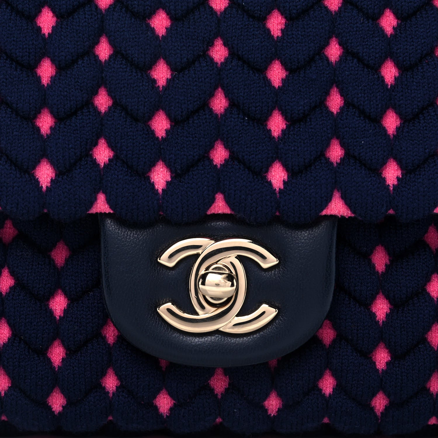 Chanel Woven Jersey Medium Single Flap Pink Navy 8 of 10