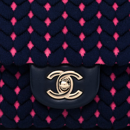 Chanel Woven Jersey Medium Single Flap Pink Navy 8 of 10