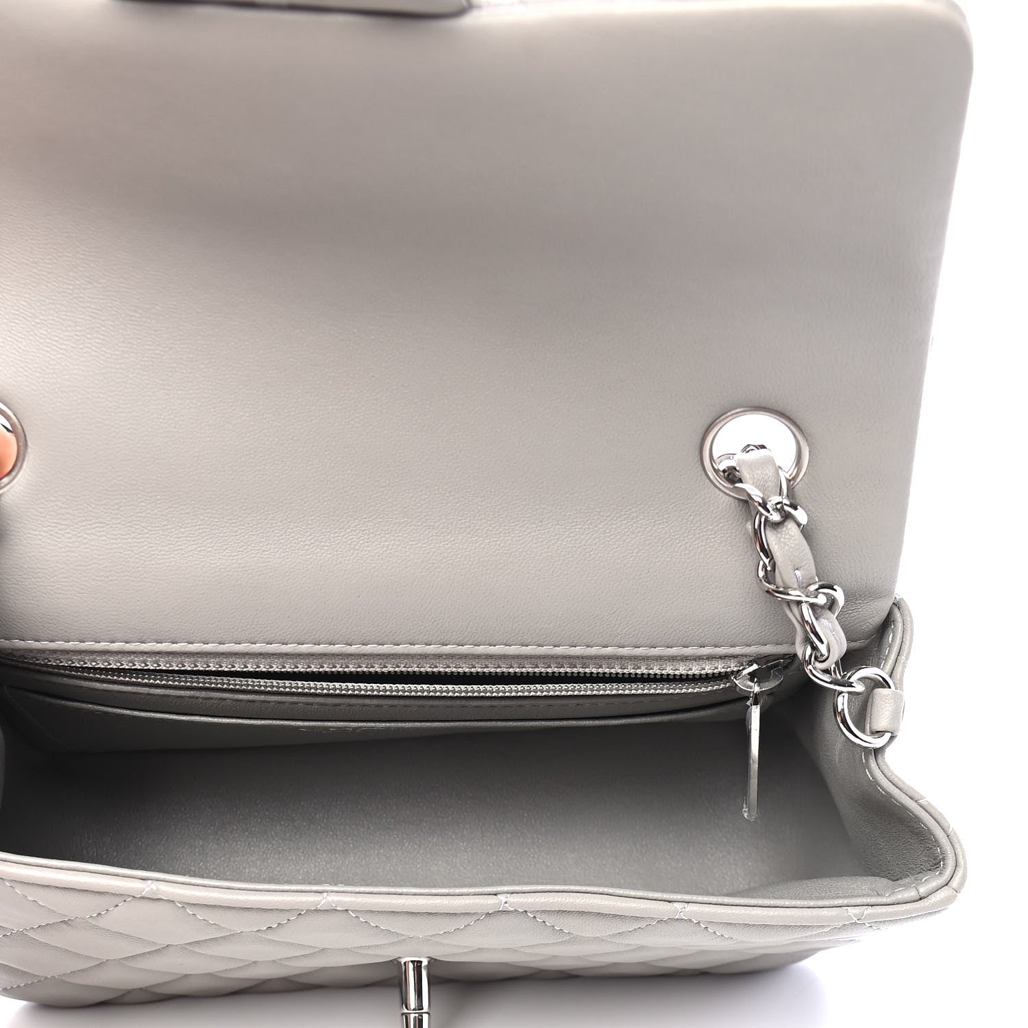 Chanel Lambskin Quilted Mini Rectangular Flap Grey 5 of 9