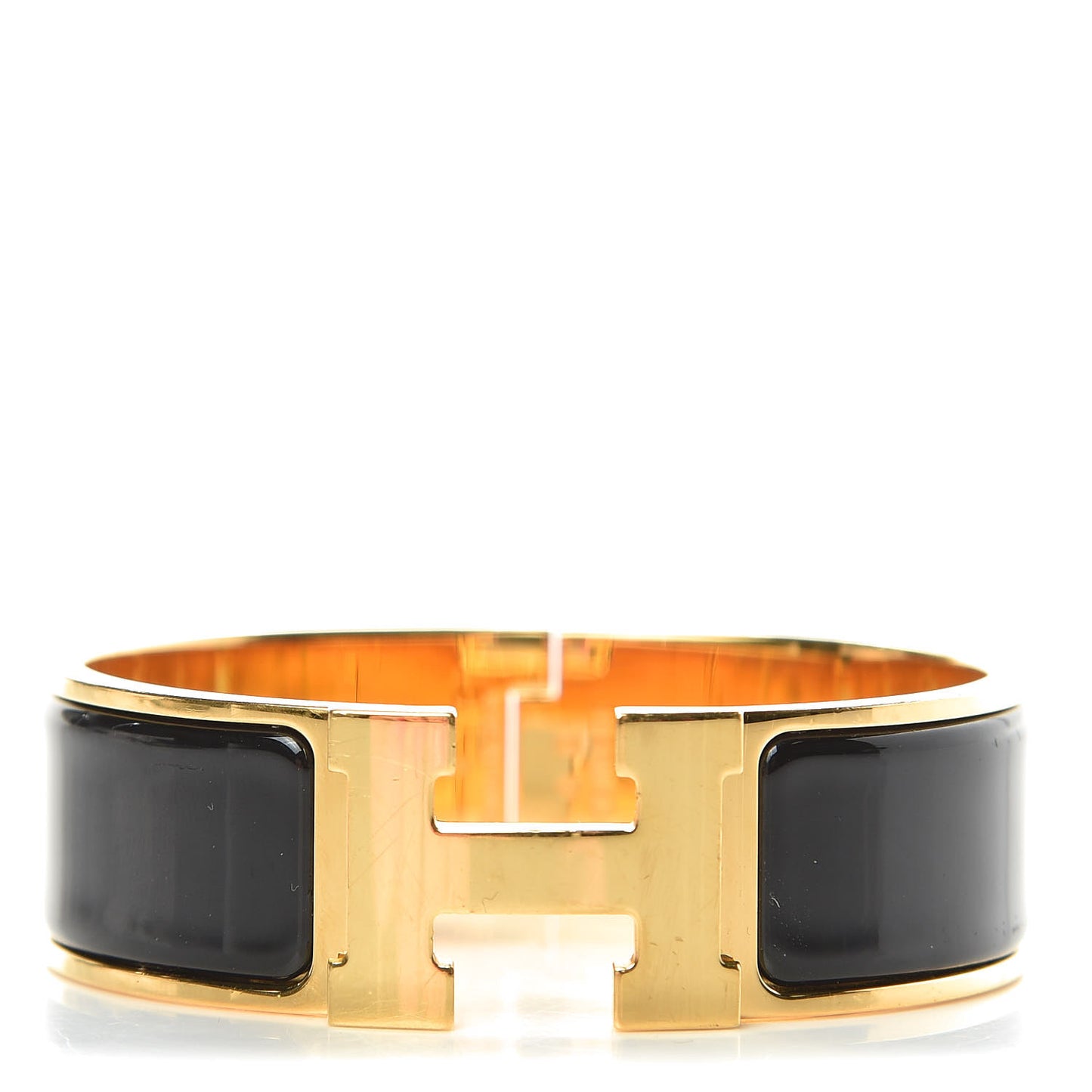 Enamel Wide Clic Clac H Bracelet GM Black