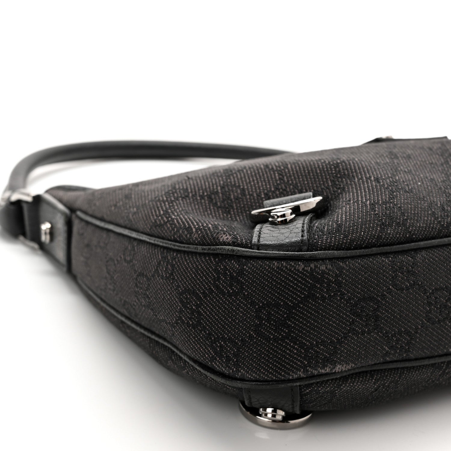 Gucci Denim Monogram Abbey D Ring Hobo Black 8 of 11