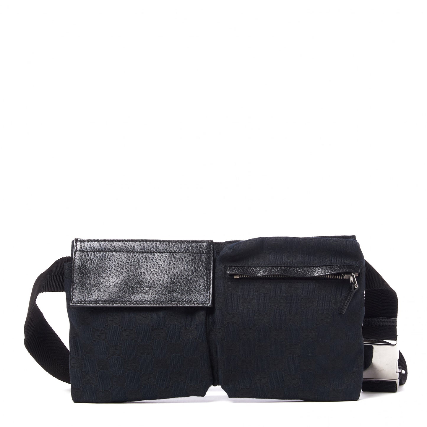 GG Monogram Double Pocket Belt Bag Black