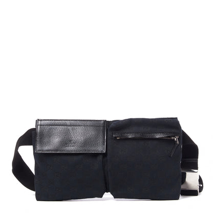 Gucci GG Monogram Double Pocket Belt Bag Black 1 of 7