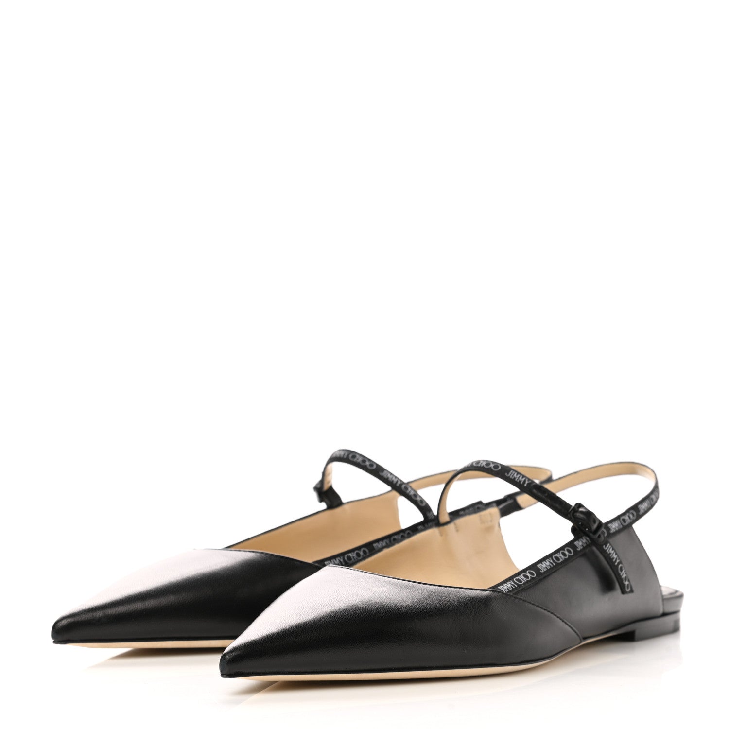 Jimmy Choo Goatskin Ree Slingback Flats 38.5 Black 3 of 8