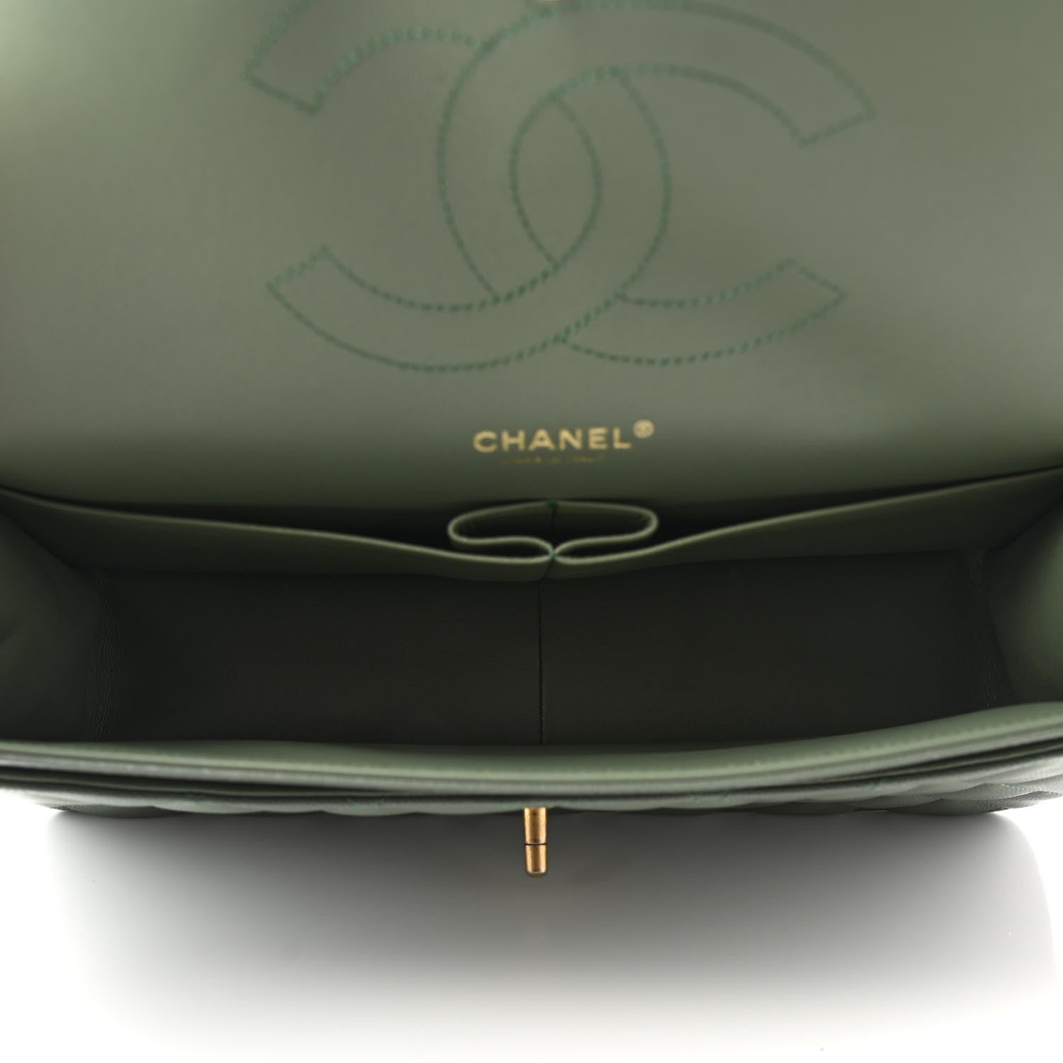 Chanel Caviar Quilted Jumbo Double Flap Dark Green 5 of 10