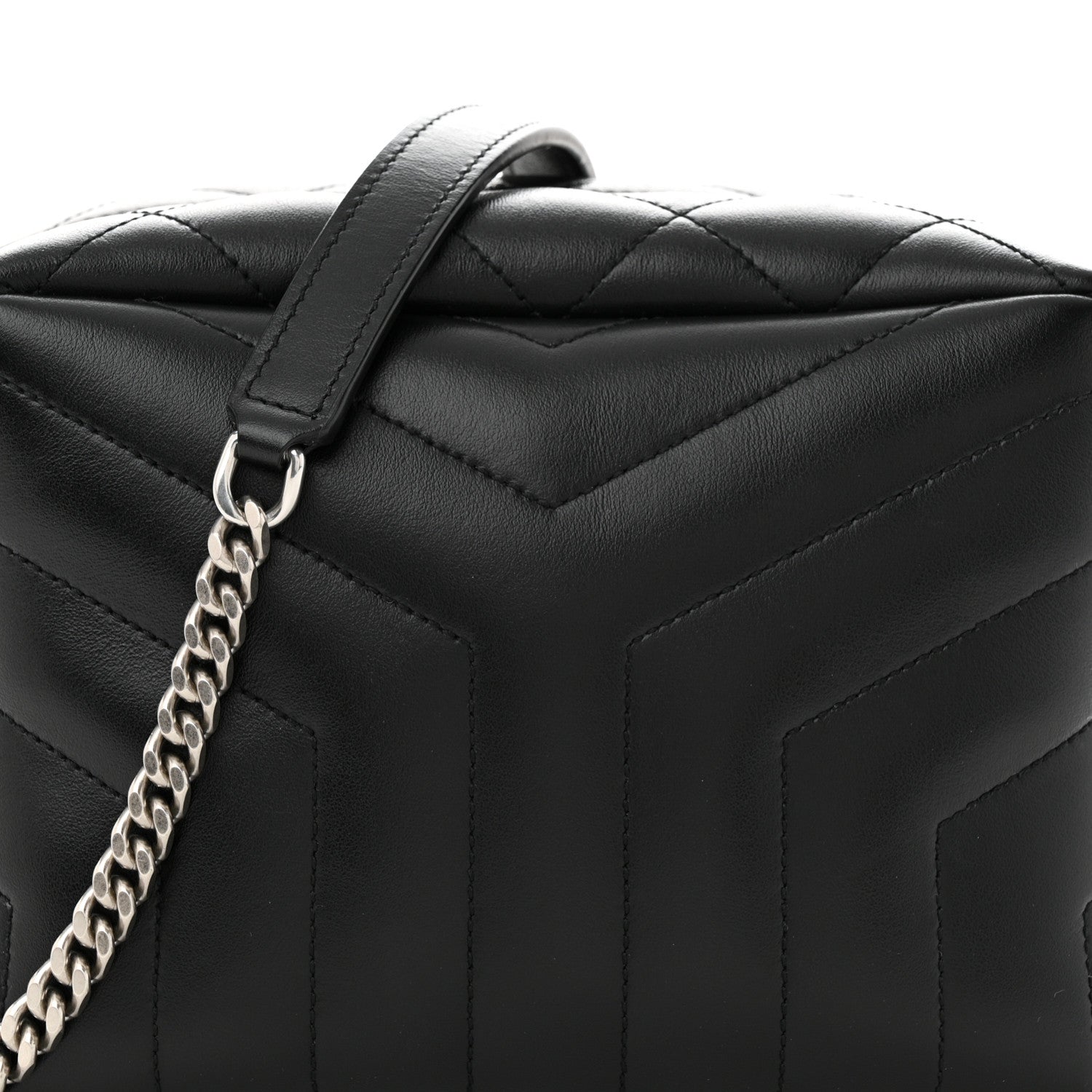 Saint Laurent Calfskin Y Quilted Monogram Small Loulou Bowling Bag Black 8 of 11
