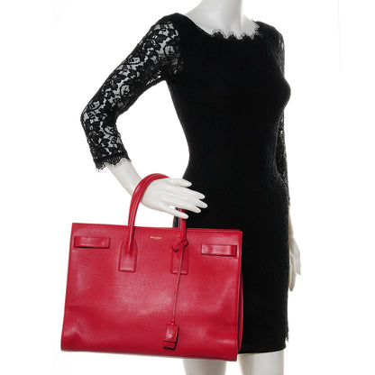 Saint Laurent Smooth Grained Calfskin Large Sac de Jour Carryall Rouge Orient 2 of 8