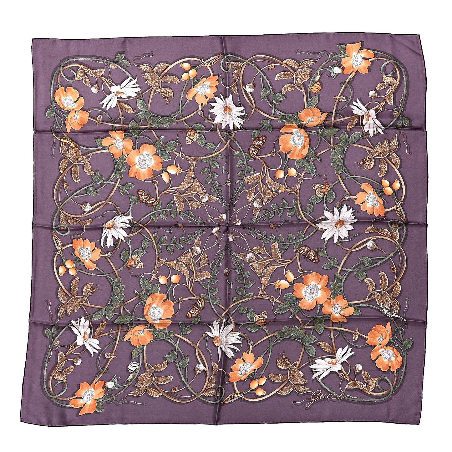 Silk Floral Scarf Purple