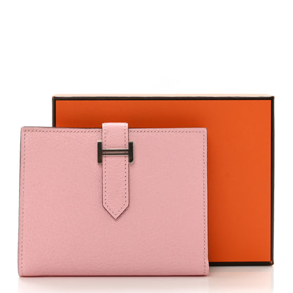 Hermes Chevre Mysore Bearn Compact Wallet Rose Sakura 7 of 7