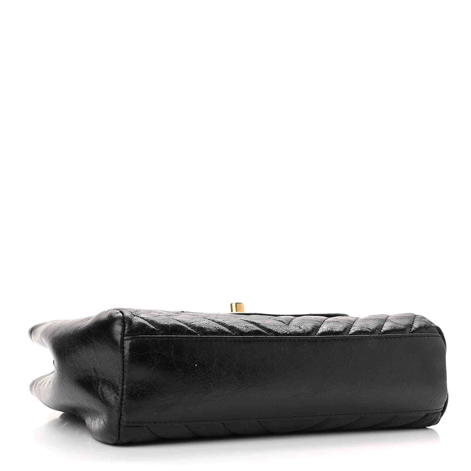 Chanel Glazed Calfskin Chevron Quilted Hampton Flap Black 4 of 10