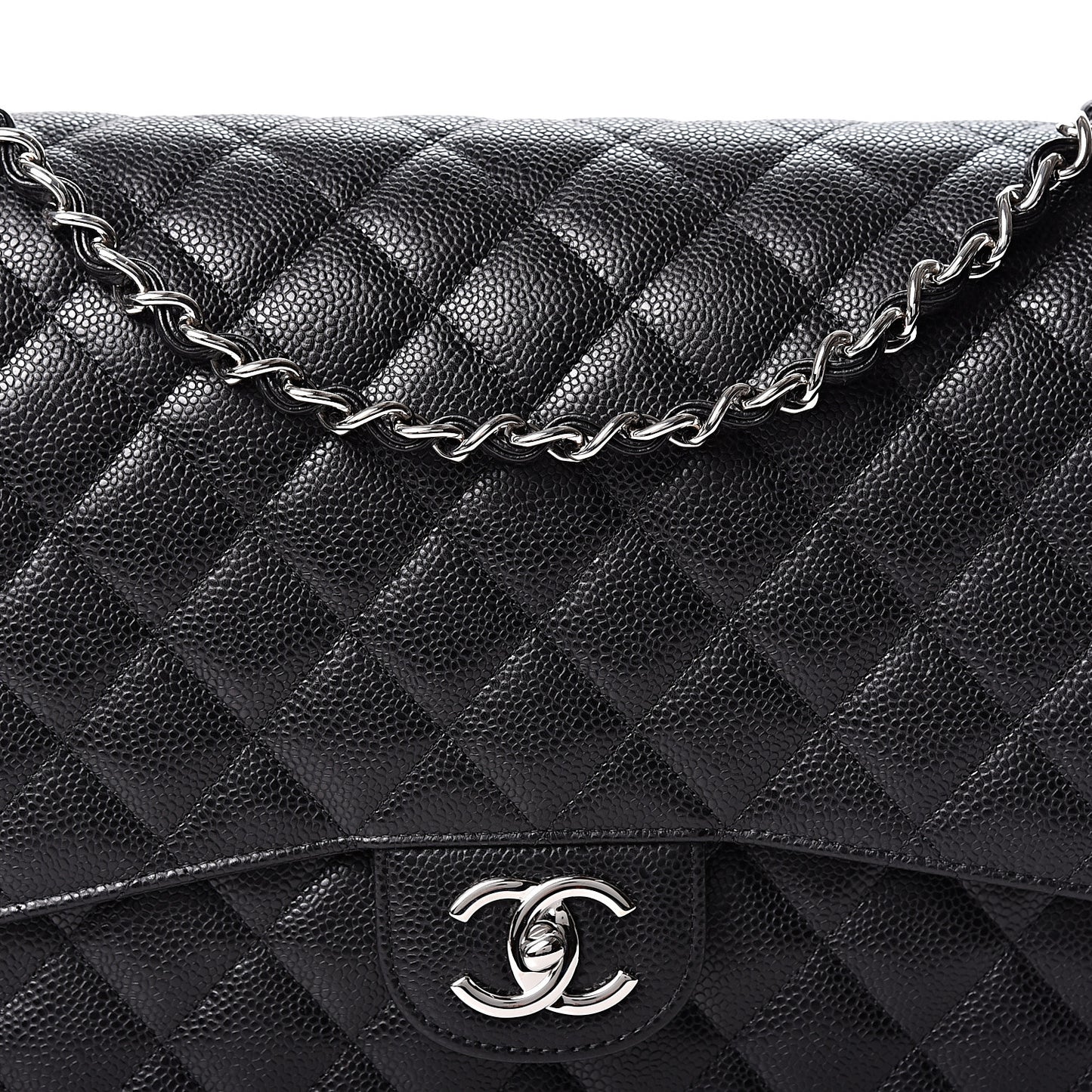 Caviar Quilted Maxi Double Flap Black