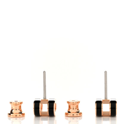 Hermes Rose Gold Lacquered Mini Pop H Earrings Black 3 of 5