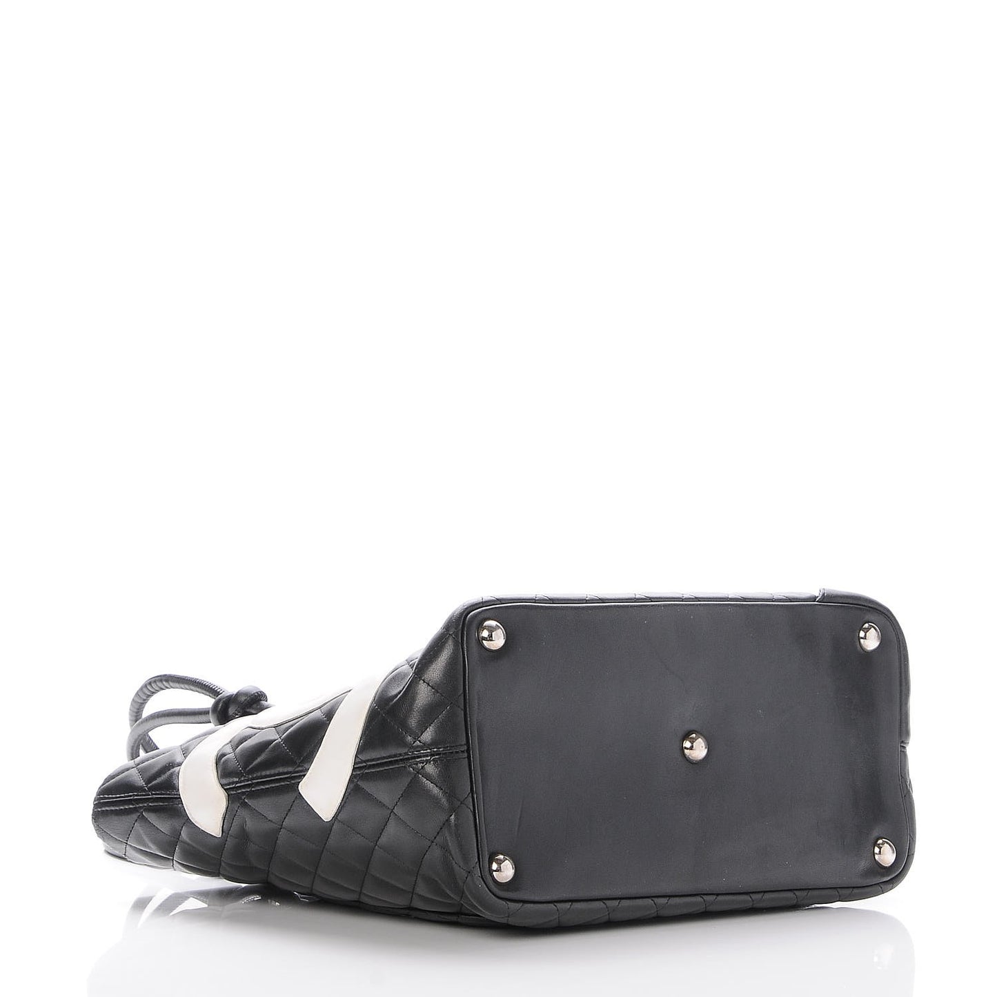 Calfskin Quilted Large Cambon Tote Black White