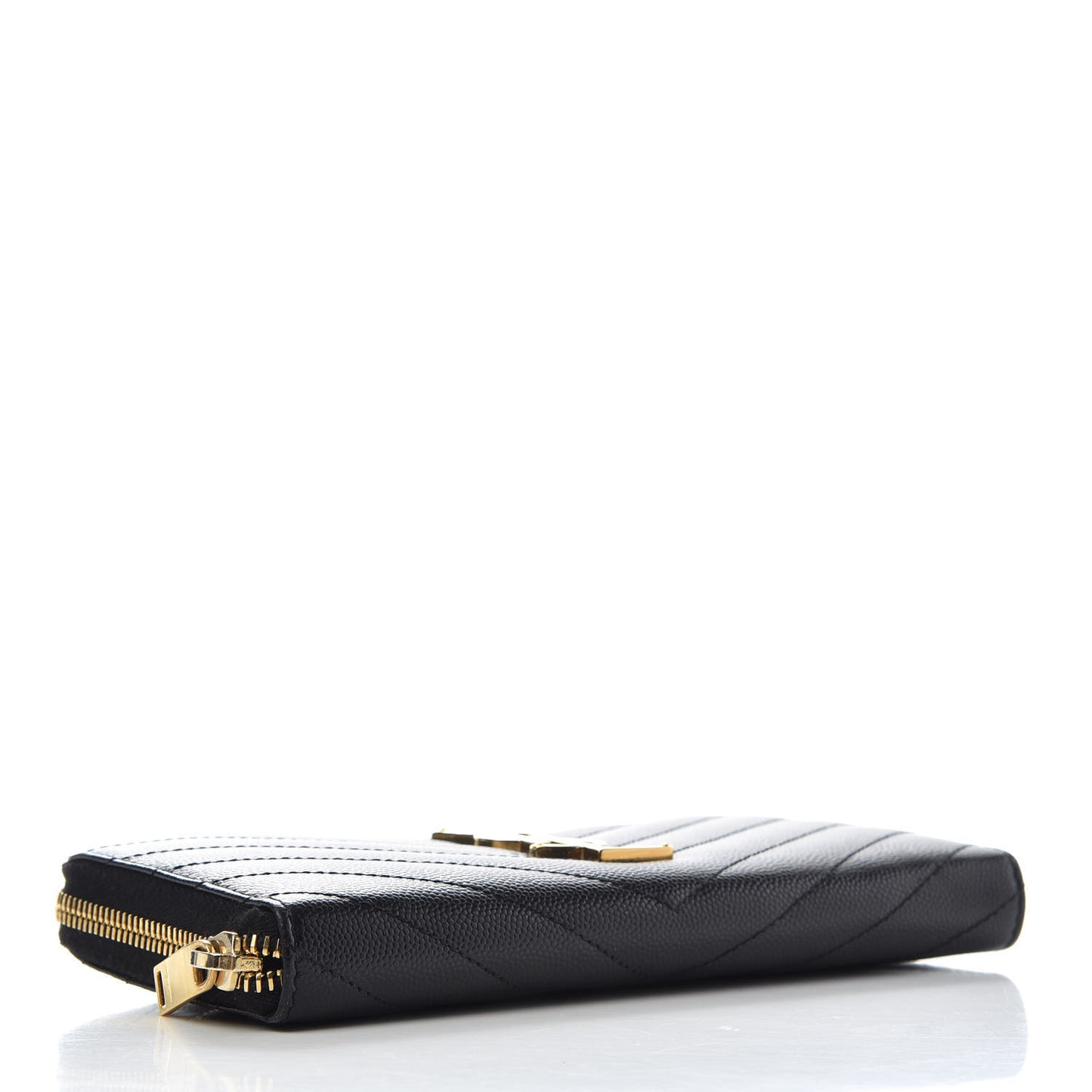 Grain De Poudre Matelasse Chevron Monogram Zip Around Wallet Black