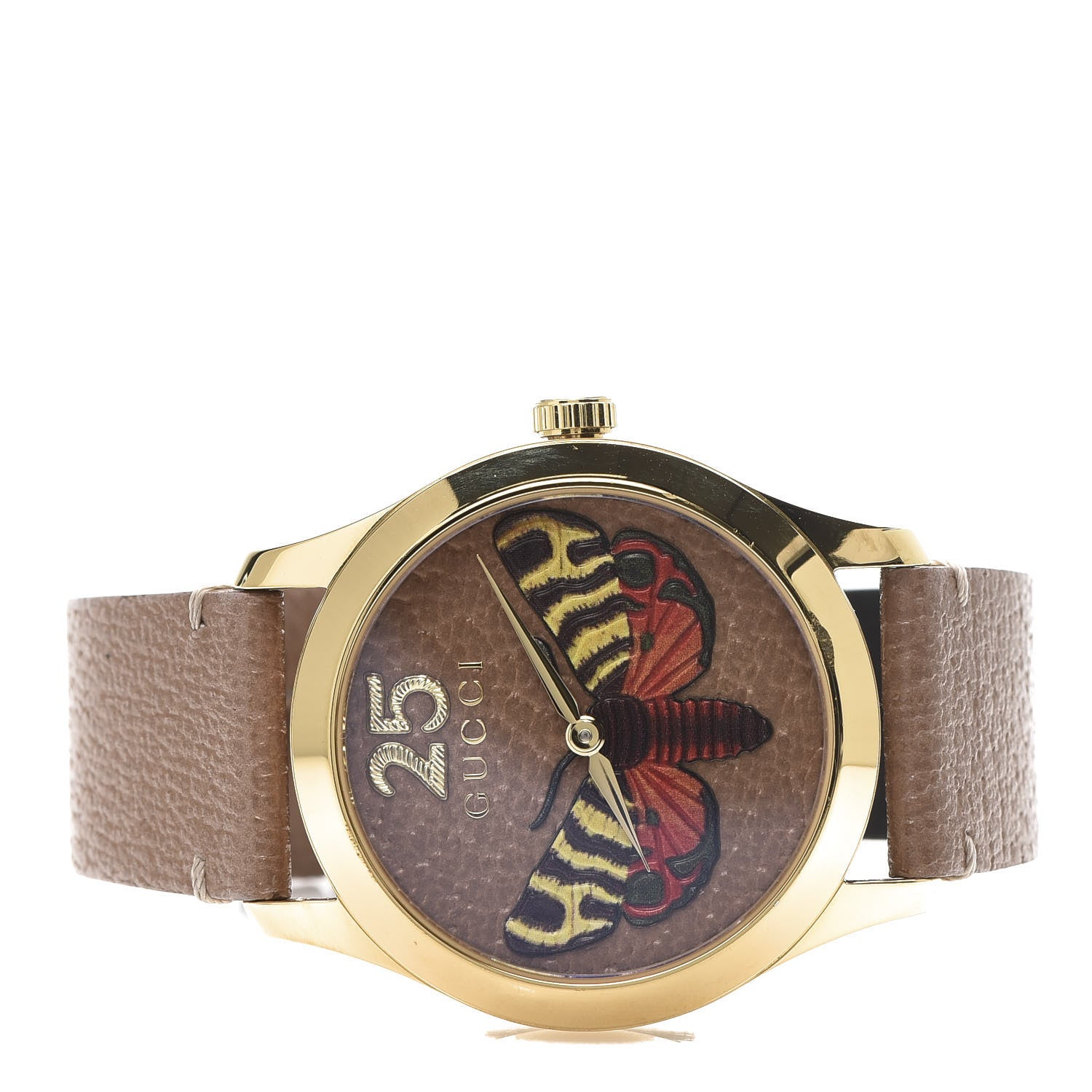 Gucci Stainless Steel Calfskin 38mm G-Timeless Moth Quartz Watch Brown 3 of 7