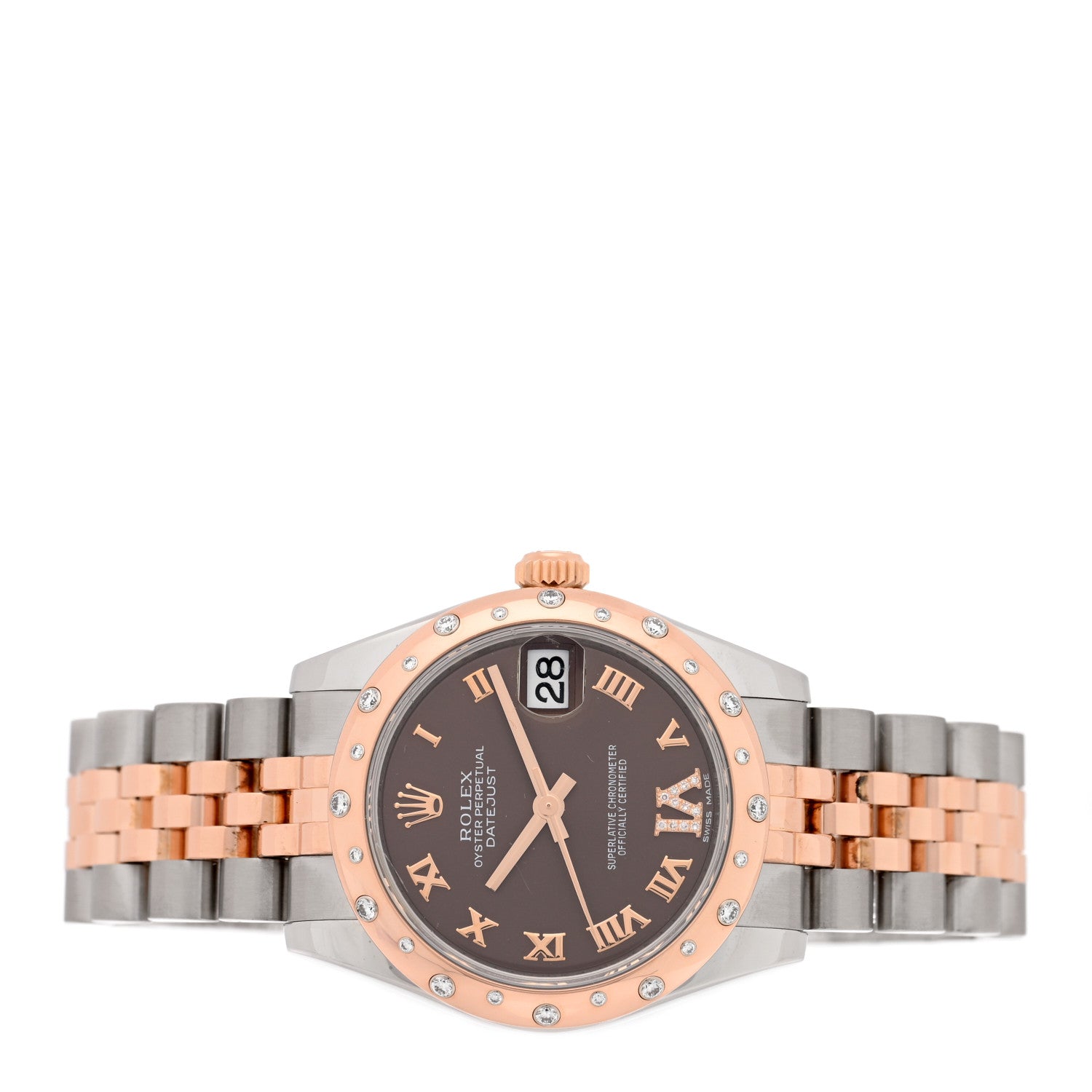 Rolex Stainless Steel 18K Everose Gold Diamond 31mm Oyster Perpetual Datejust Watch Chocolate Roman 178341 2 of 5