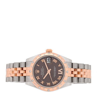 Rolex Stainless Steel 18K Everose Gold Diamond 31mm Oyster Perpetual Datejust Watch Chocolate Roman 178341 2 of 5