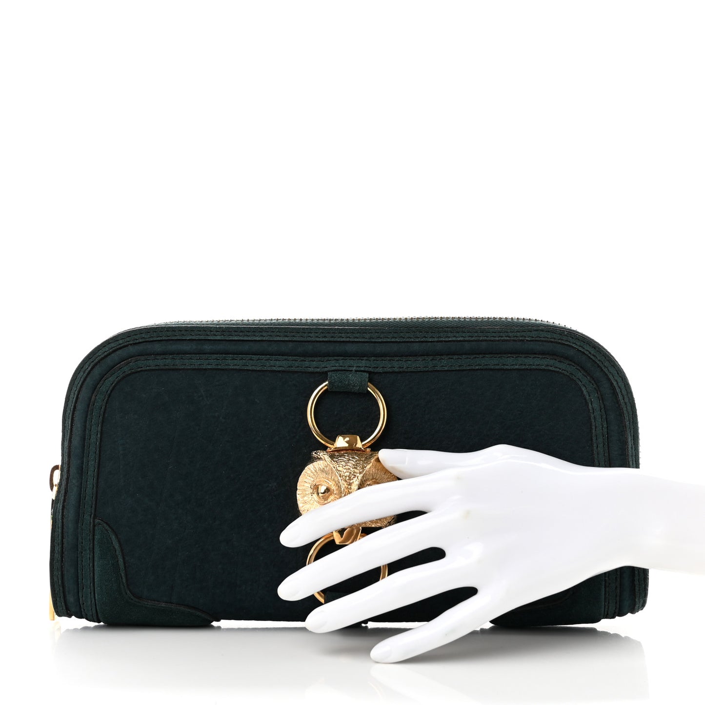 Prorsum Grainy Nubuck Alma Owl Clutch Indigo Green
