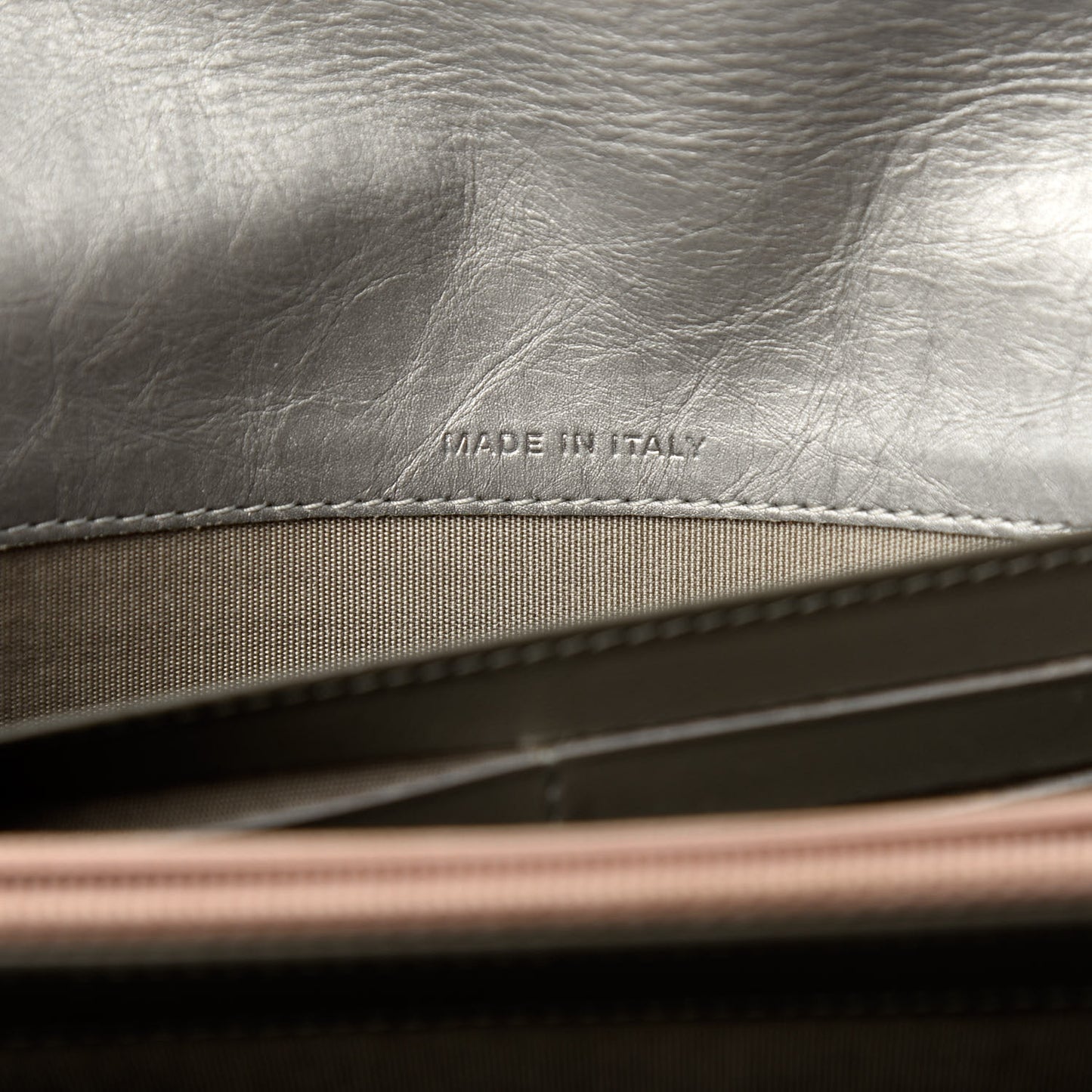Aged Metallic Calfskin Large Palette Flap Wallet Silver