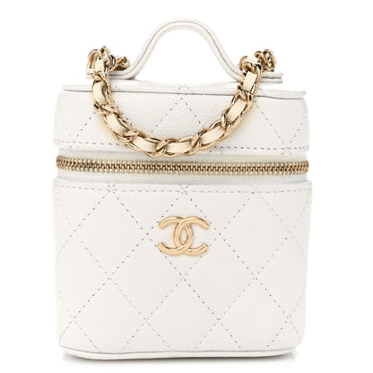 Chanel Caviar Quilted Small Handle With Care Vanity Case With Chain White 1 of 11