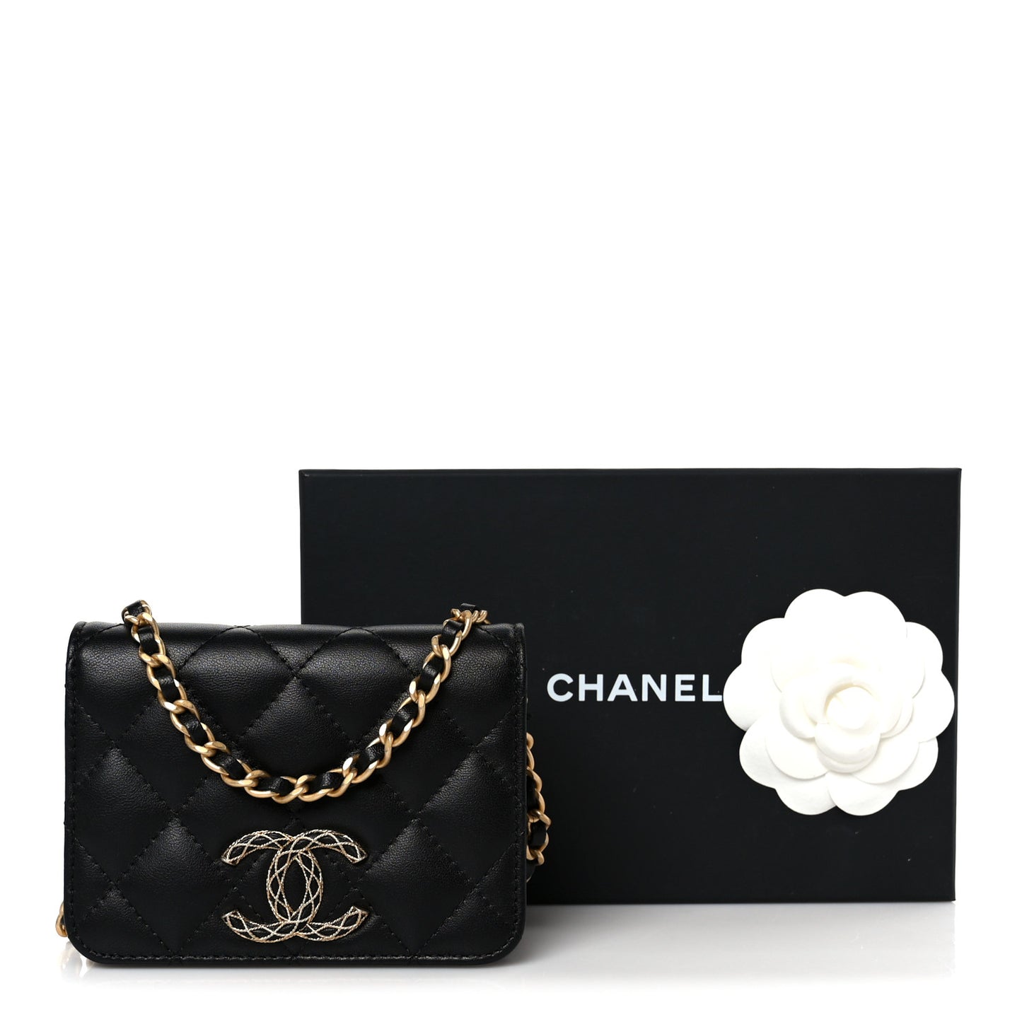 Lambskin Quilted Mini CC Flap Black