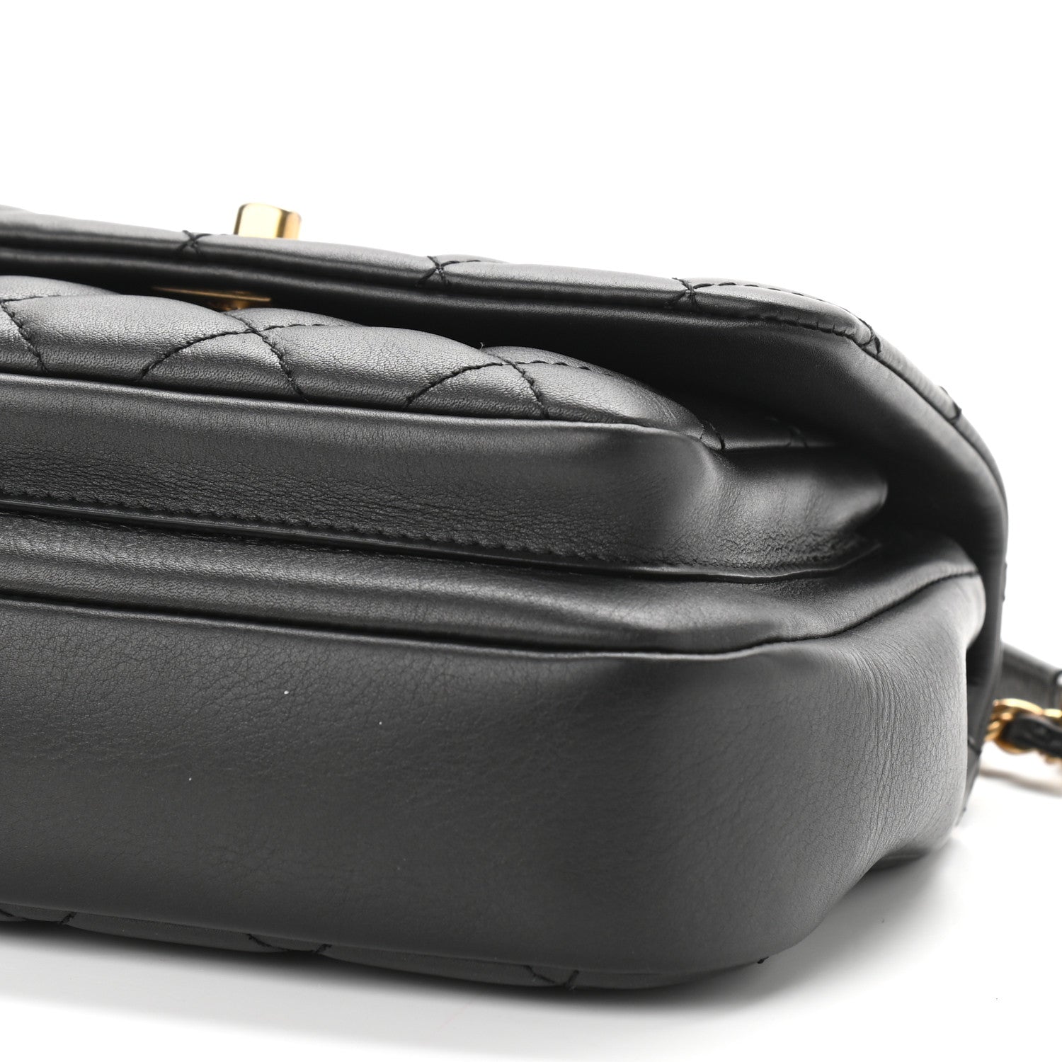 Chanel Calfskin Quilted Top Handle Flap Black 10 of 11