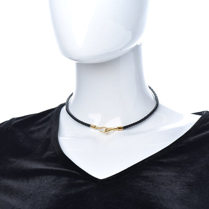 Hermes Woven Leather Jumbo Hook Choker Necklace Black 2 of 6
