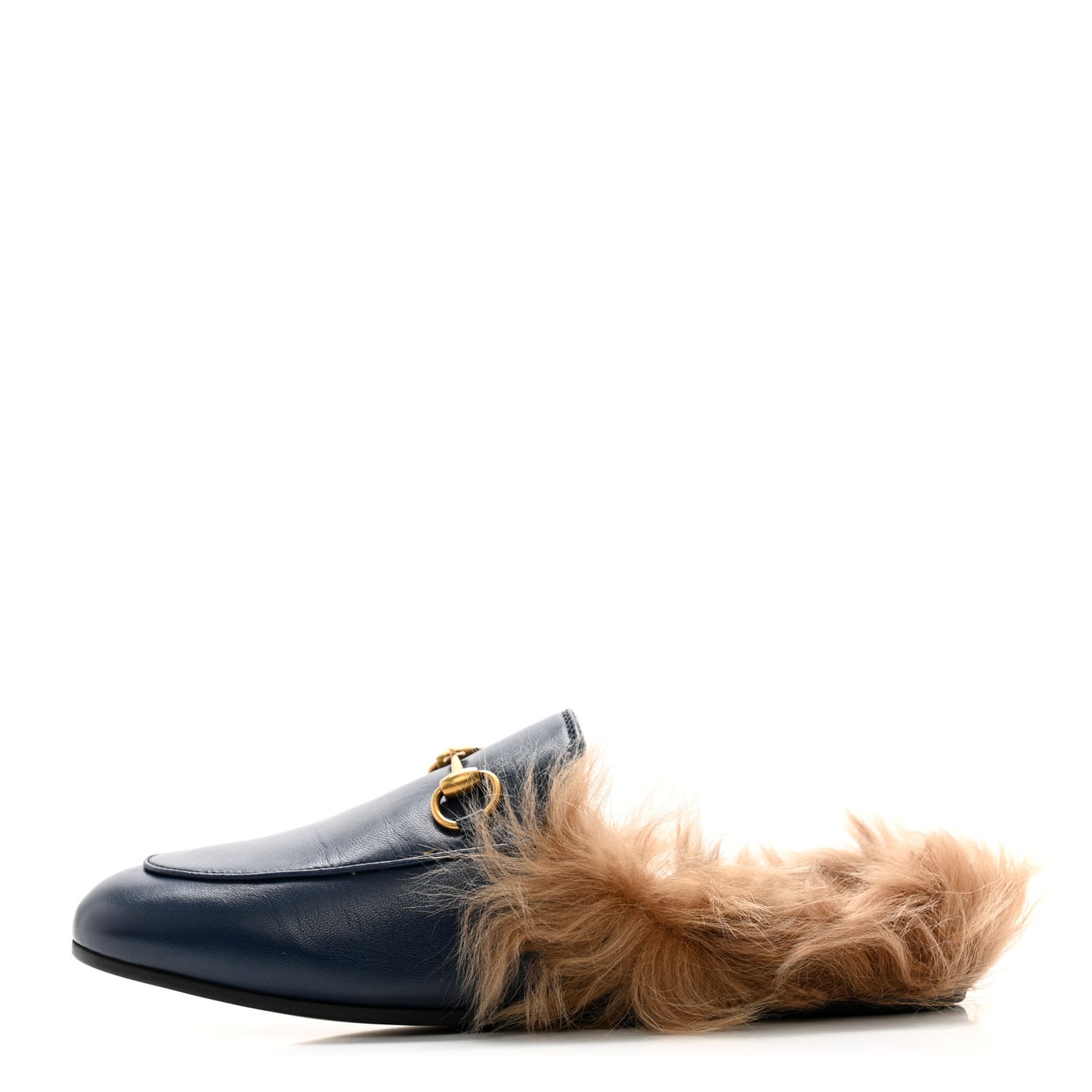 Malaga Kid Fur Womens Princetown Slippers 35 Blue Agata