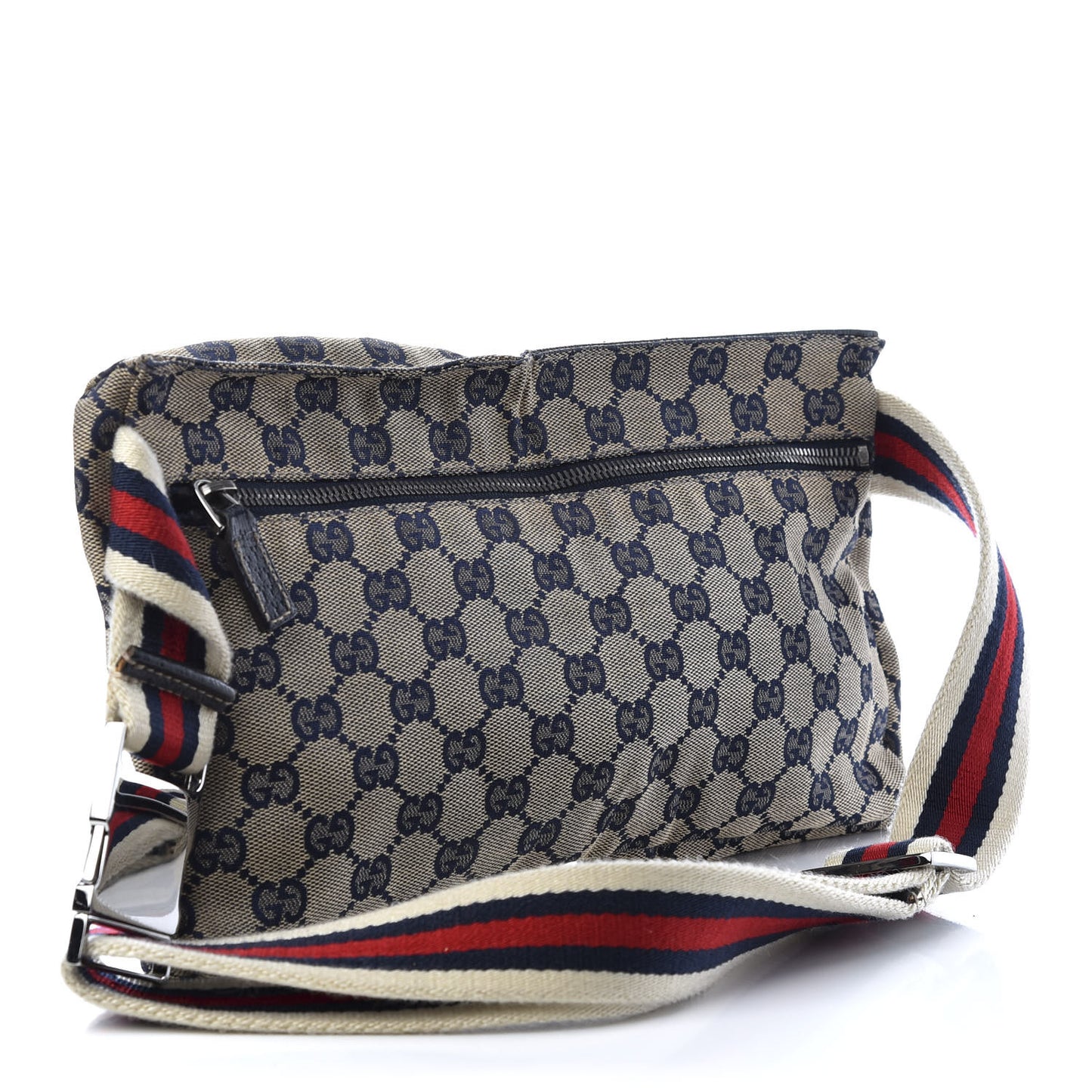 GG Monogram Web Double Pocket Belt Bag Navy