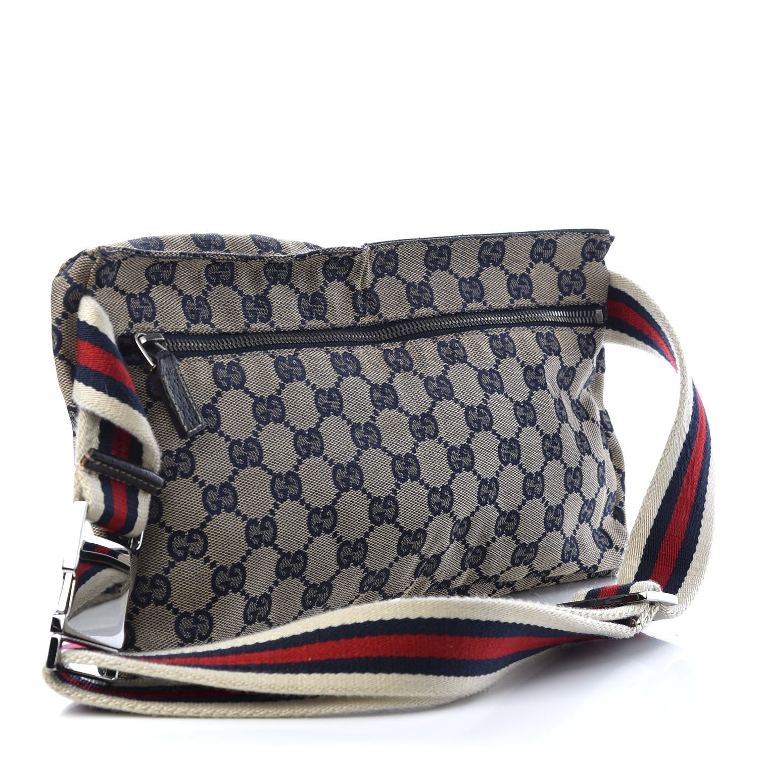 Gucci GG Monogram Web Double Pocket Belt Bag Navy 4 of 9