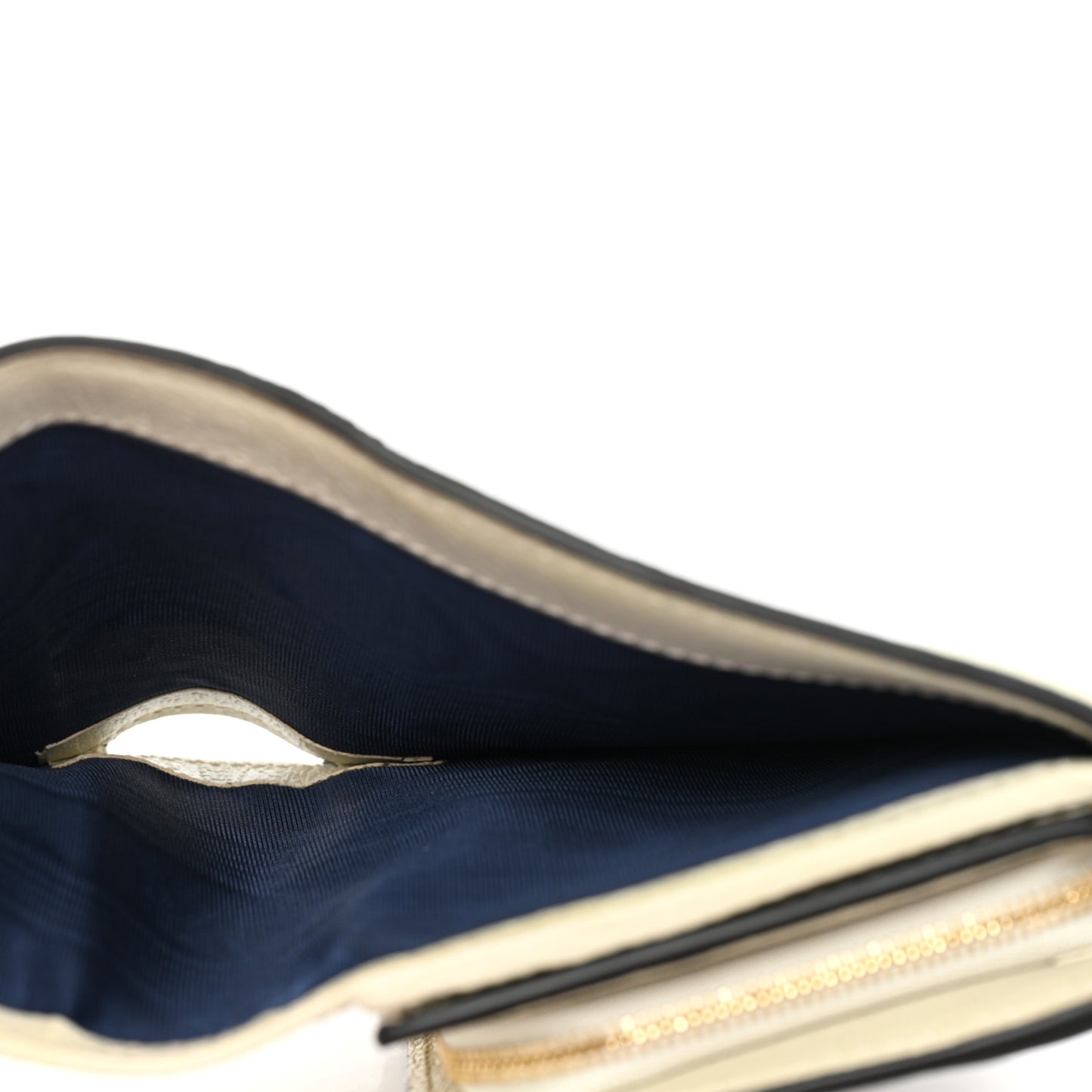 GG Supreme Monogram Textured Calfskin Web Ophidia Card Case Wallet Beige Ebony Mystic White