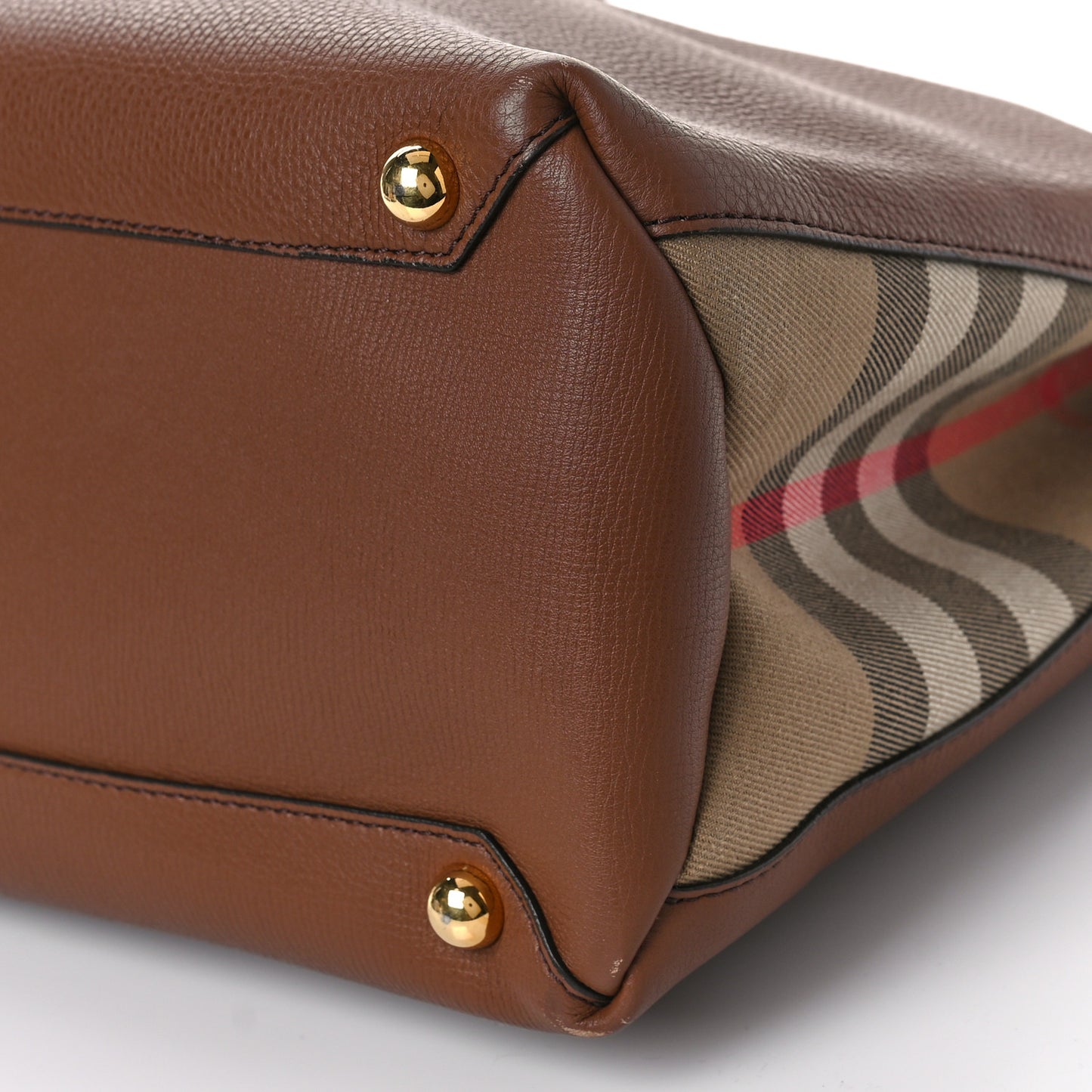 Grainy Calfskin House Check Large Banner Tote Tan