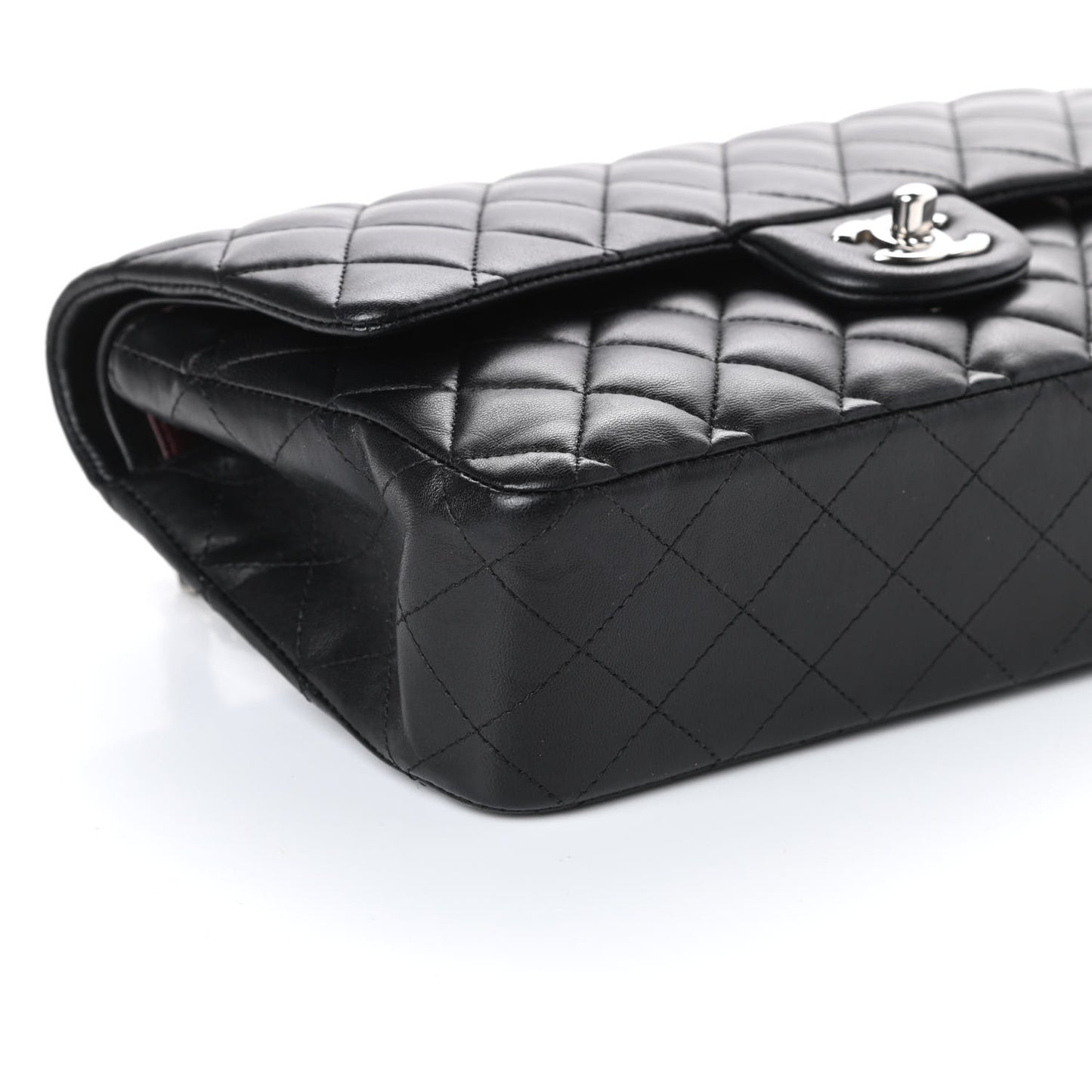 Lambskin Quilted Medium Double Flap Black