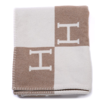 Hermes Wool Cashmere Avalon Baby Blanket Noisette Moyen White 1 of 6