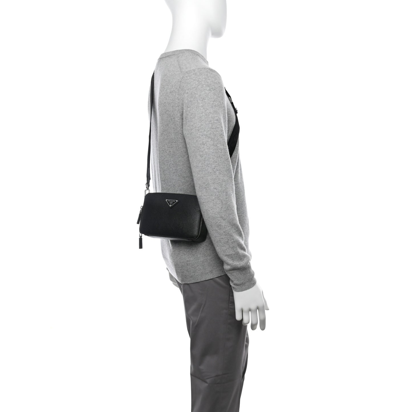 Saffiano Travel Small Brique Crossbody Bag Black