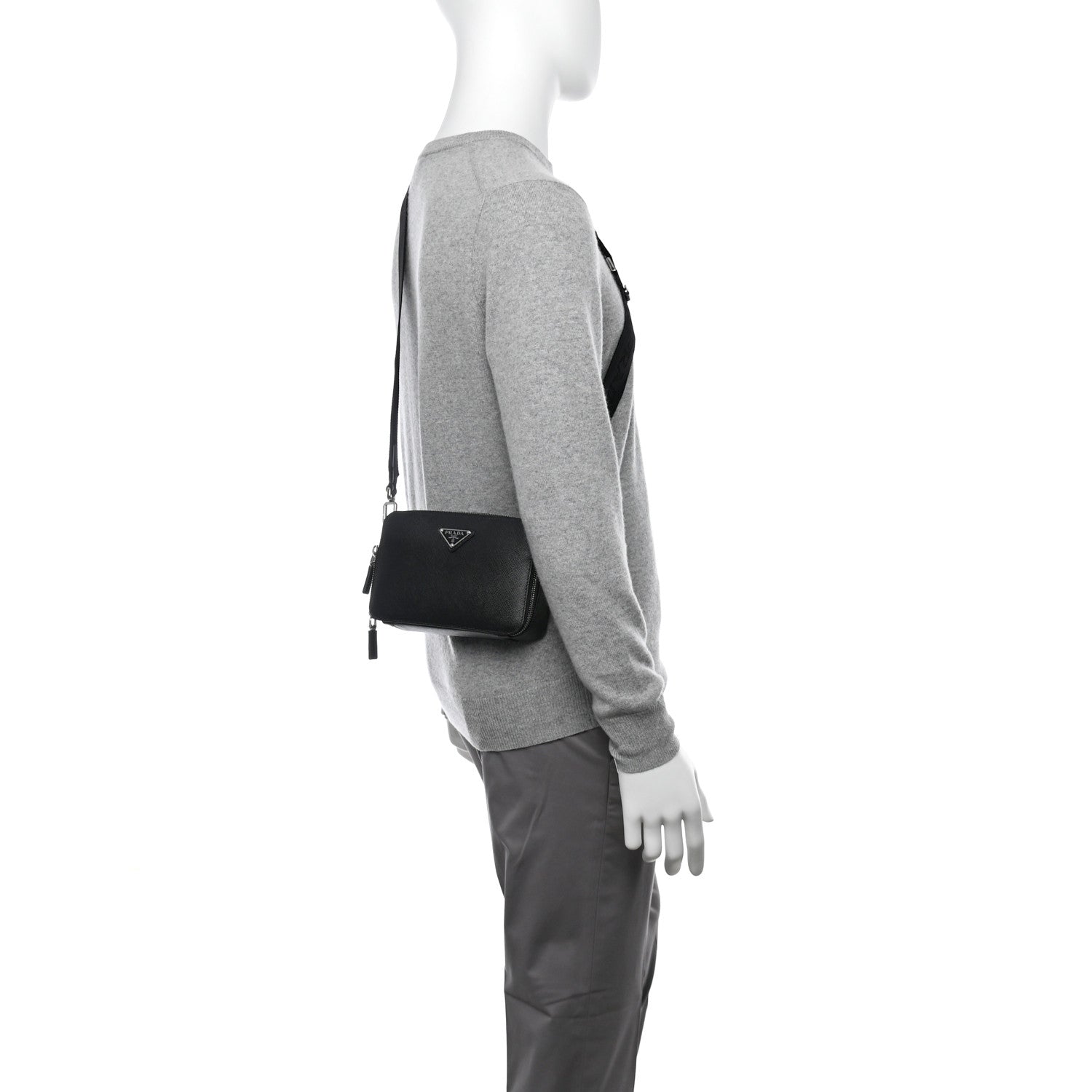 Prada Saffiano Travel Small Brique Crossbody Bag Black 2 of 10