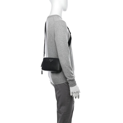 Prada Saffiano Travel Small Brique Crossbody Bag Black 2 of 10