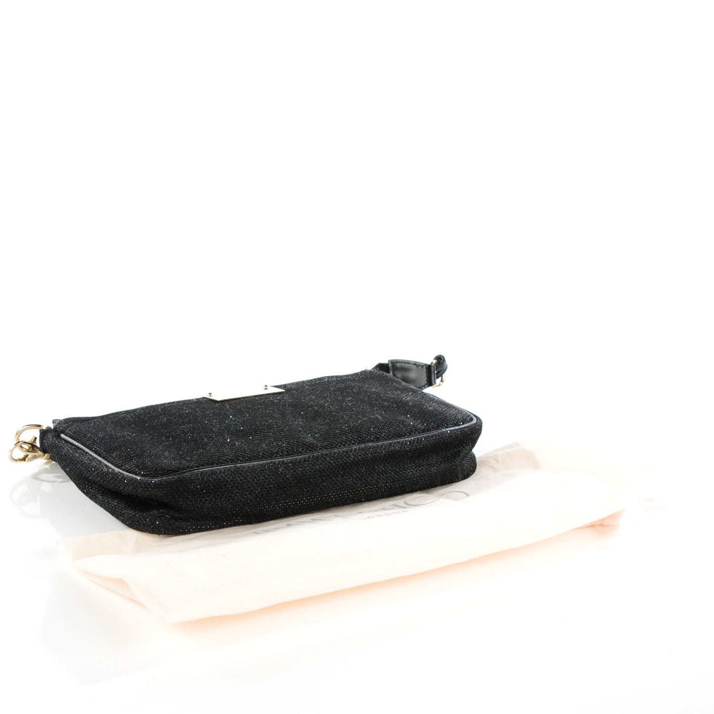 Glitter Lame Fabric Rella Clutch Black