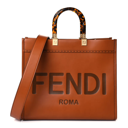 Fendi Vitello King Plexiglass Medium Fendi Sunshine Shopper Tote Cuoio 1 of 10