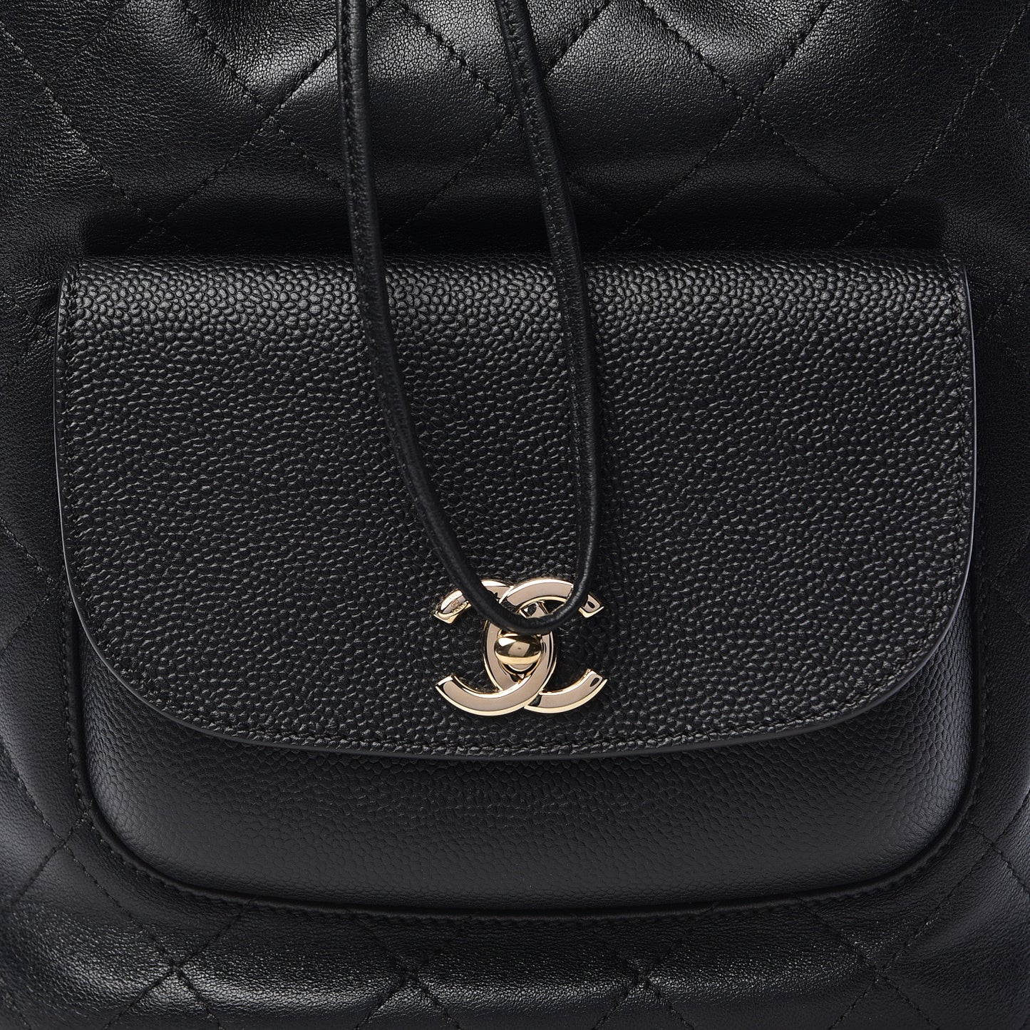 Sheepskin Caviar Quilted Daily Round Backpack Black