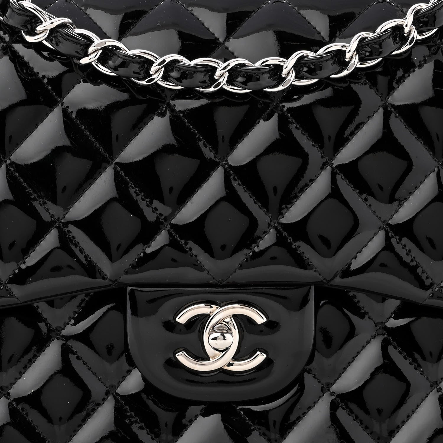 Chanel Patent Quilted Jumbo Double Flap Black 8 of 10