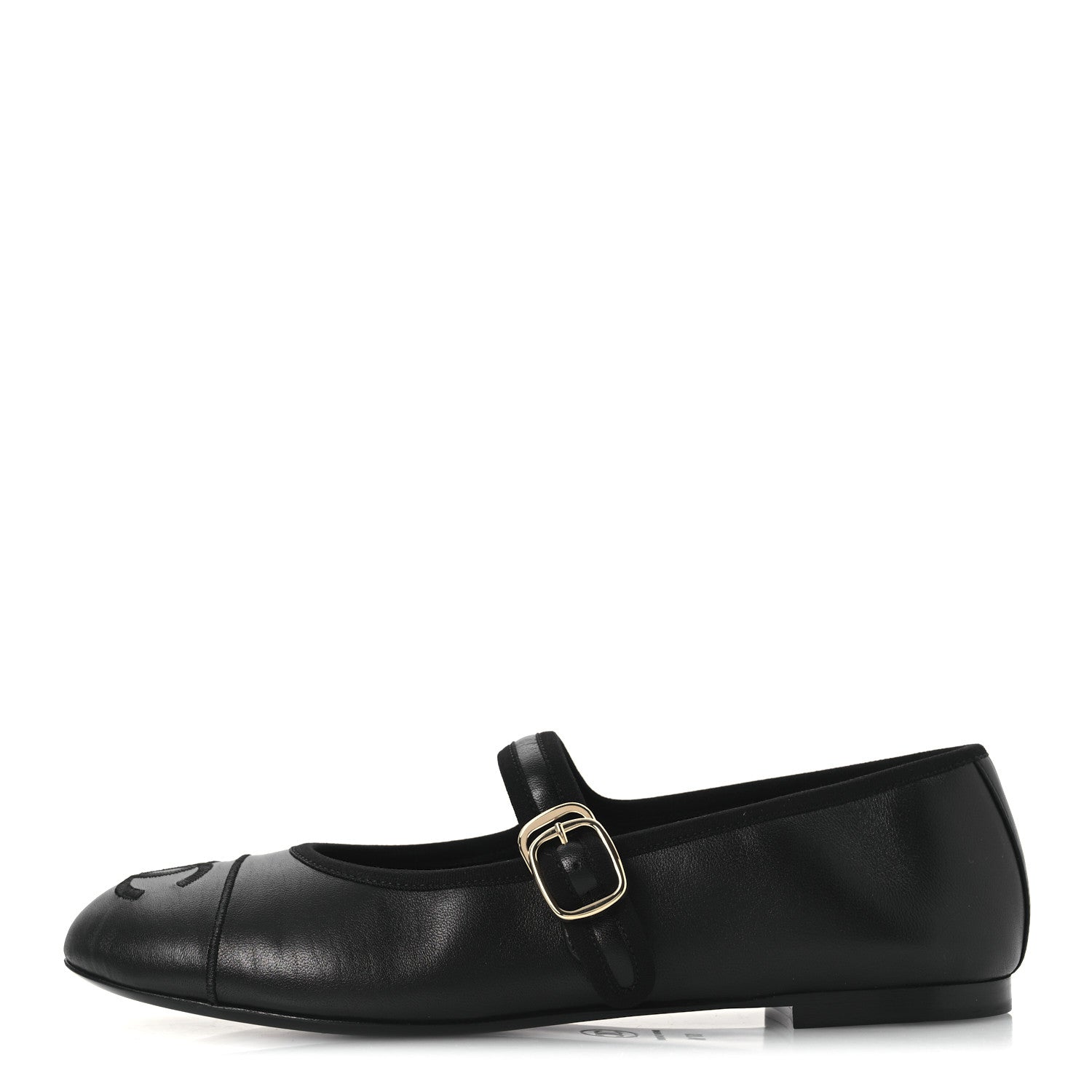 Chanel Lambskin Mary Jane Flats 37.5 Black 1 of 11