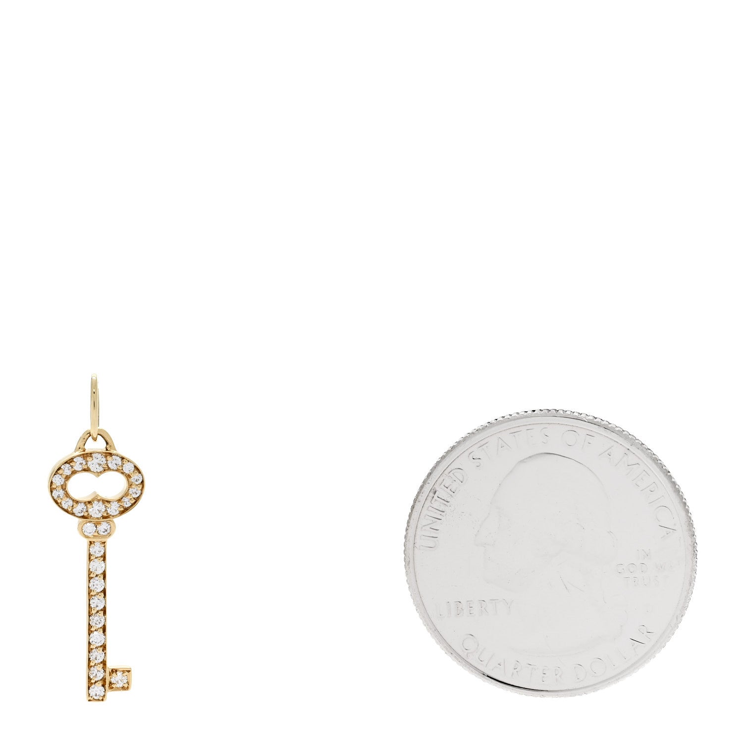 Tiffany 18K Yellow Gold Diamond Mini Vintage Oval Key Pendant 2 of 5