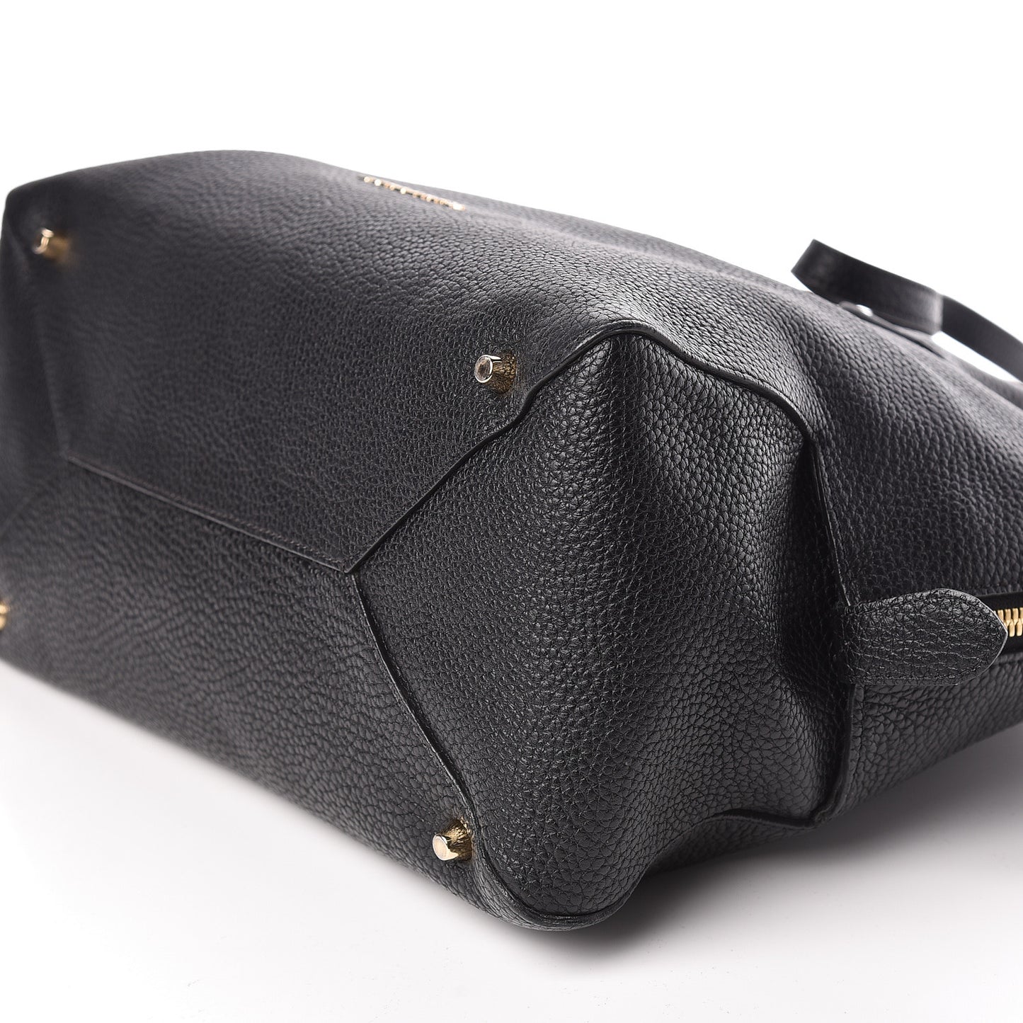 London Grainy Calfskin Medium Greenwood Bowling Bag Black