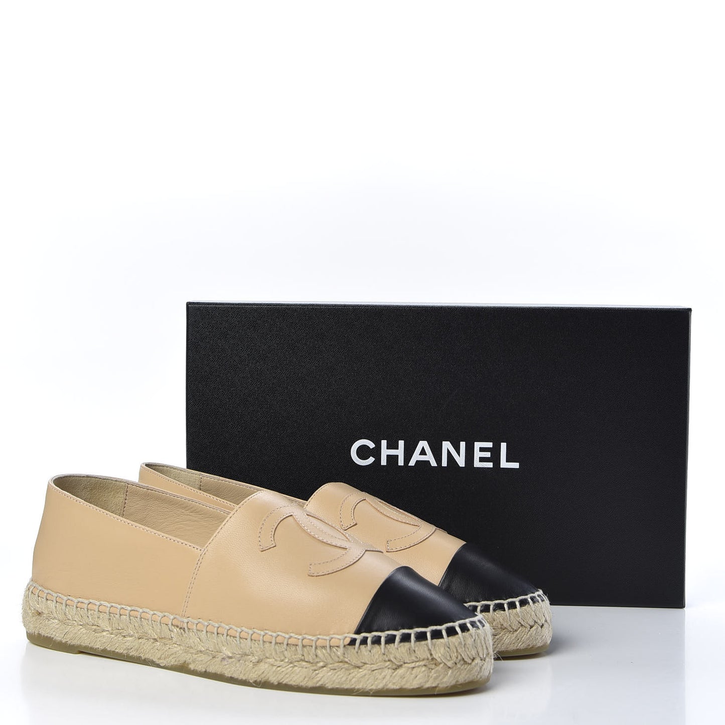 Lambskin CC Espadrilles 38 Beige Black